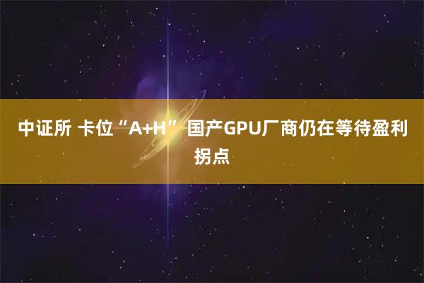 中证所 卡位“A+H” 国产GPU厂商仍在等待盈利拐点